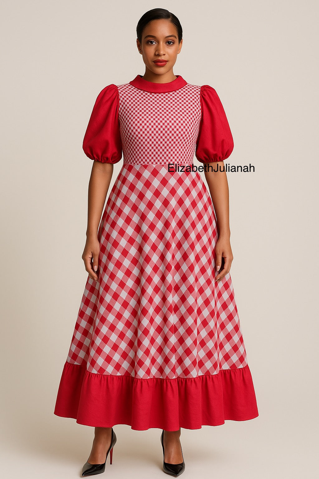 1. Daisy, Gingham Dress, Red timeless Dress