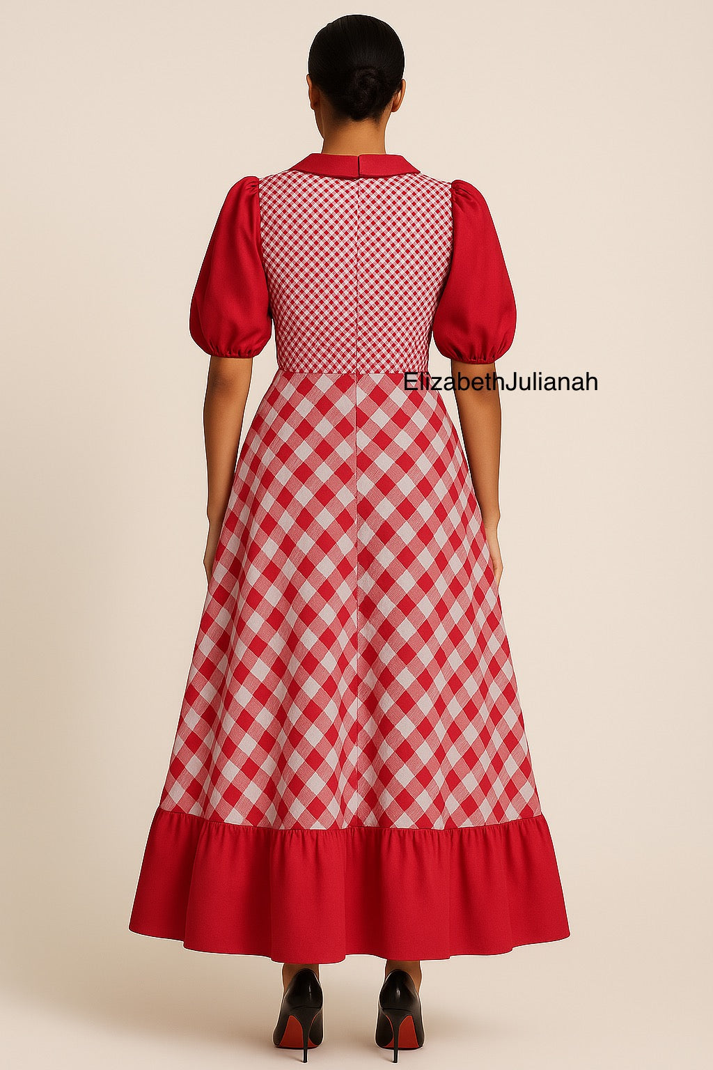 1. Daisy, Gingham Dress, Red timeless Dress