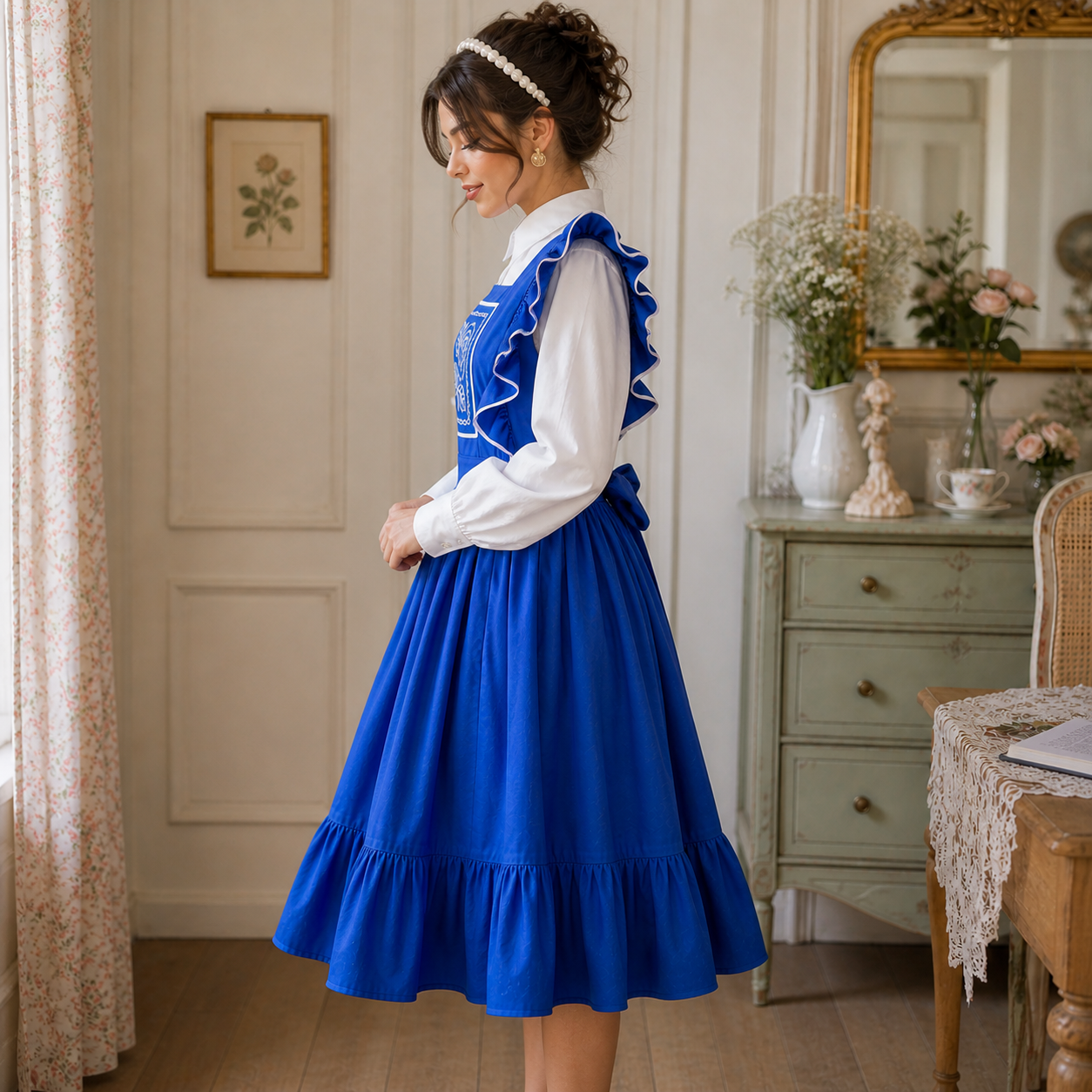 Wendy, pinafore dress, Royal Blue Dress, Timeless Dress – ElizabethJulianah