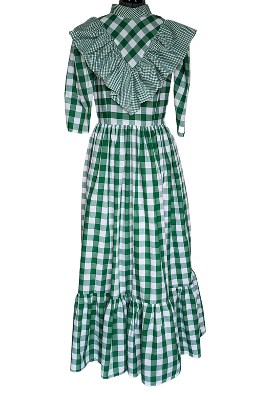 Emmeline, Victorian Vintage dress in green gingham