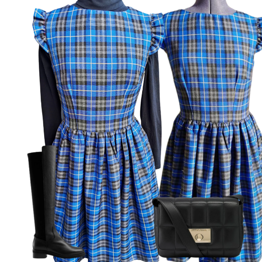 Blue Tartan Pinafore Dress