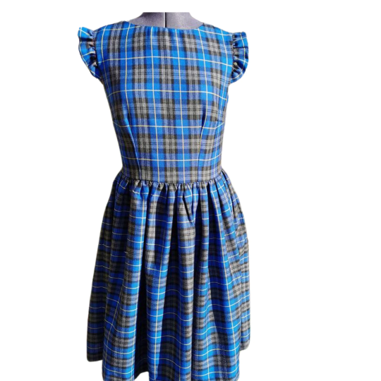 Blue Tartan Pinafore Dress