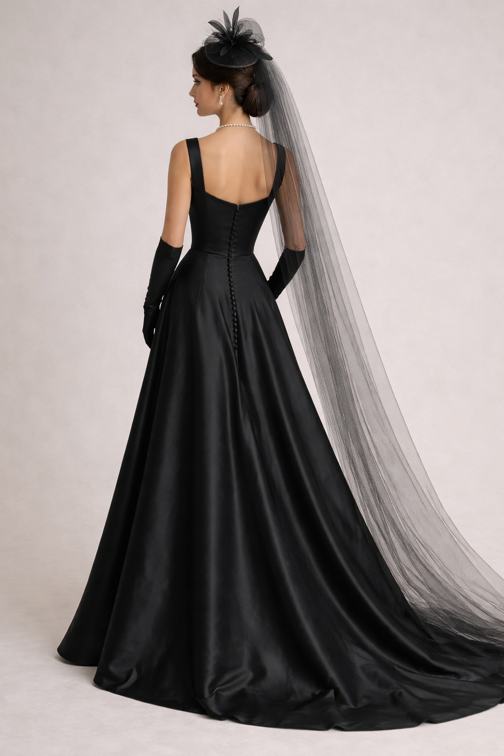 Grace, Black Duchess Satin Dress | Bridal Dress | Wedding Dress |Handmade in uk