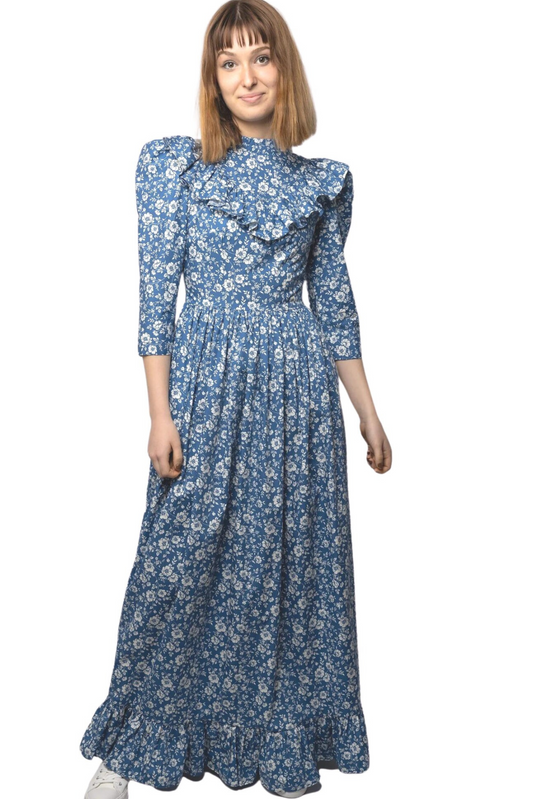 Emmeline Dress, Teal Blue Dress, Vintage Dress
