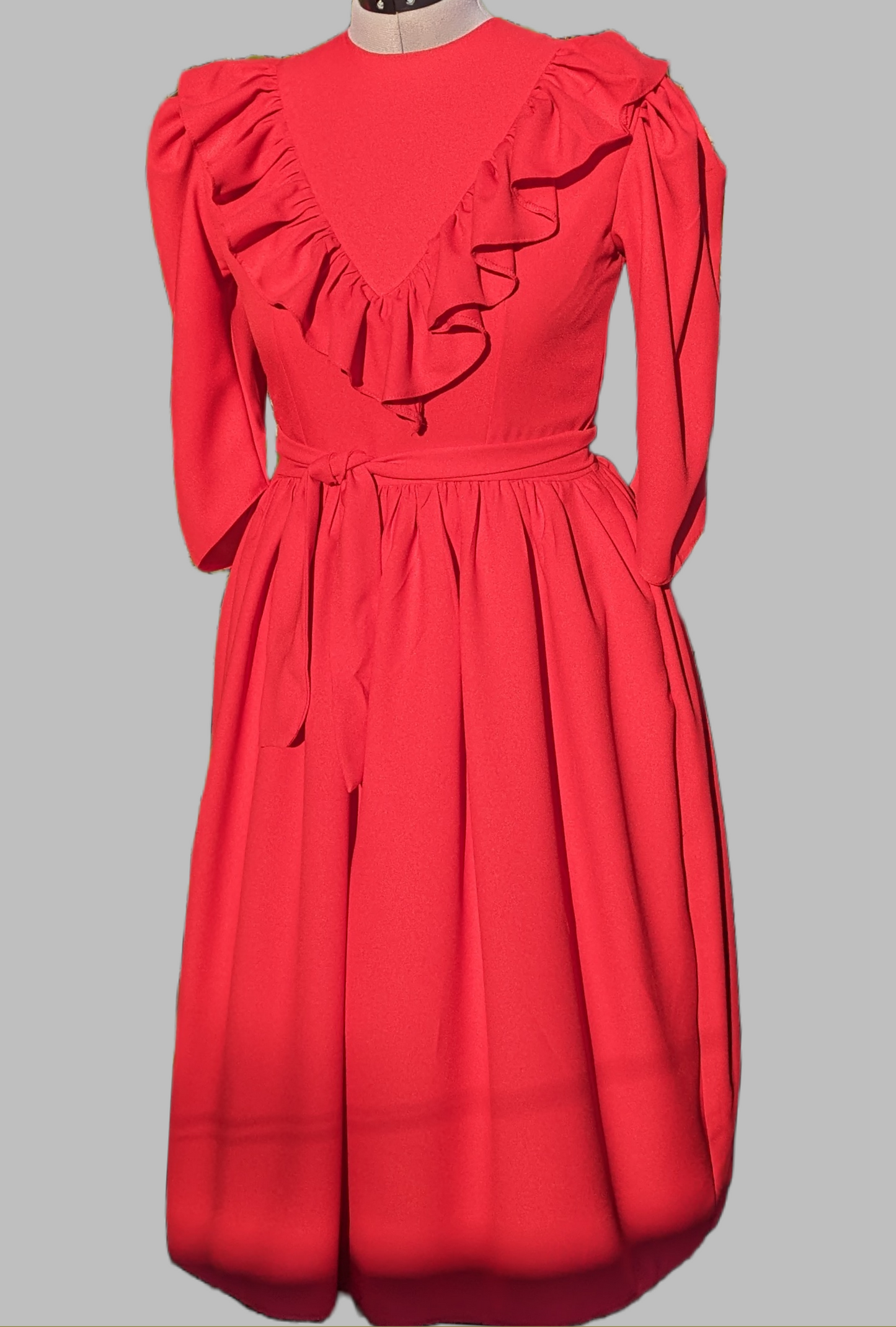 Roseline, Red Crêpe Vintage Dress