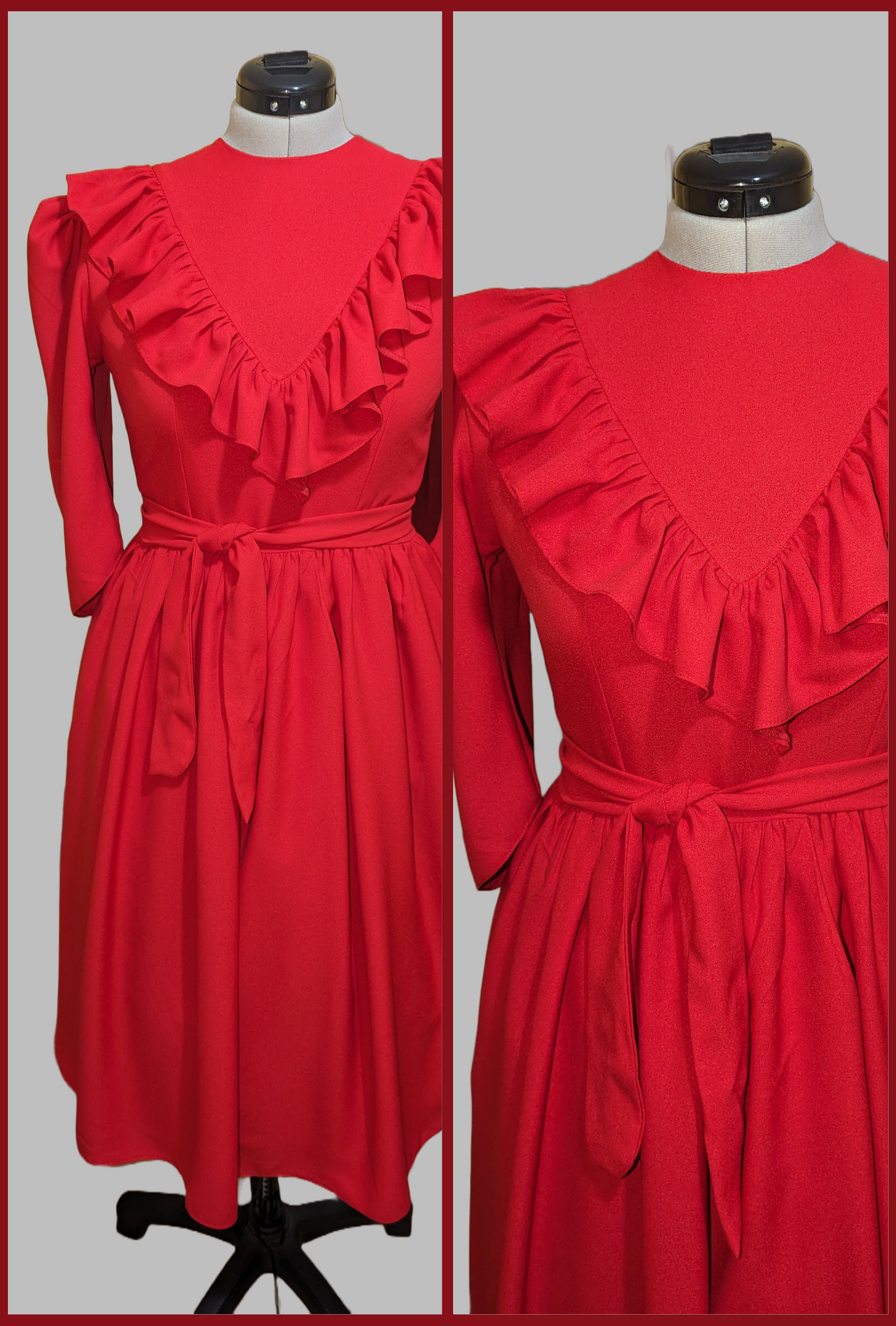 Roseline, Red Crêpe Vintage Dress