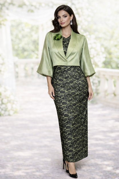 Elegant fitted lace maxi dress side view wedding guest outfit