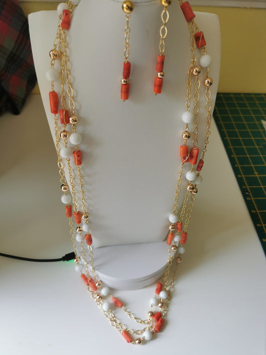 The Apinke Jewellery Set, faux Coral Jewellery set