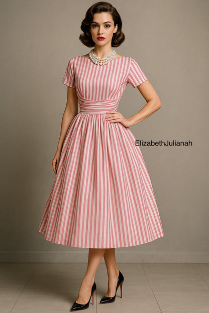 Abigail ,1960s Tea Dress | Made to Order | Pink Cotton Dress