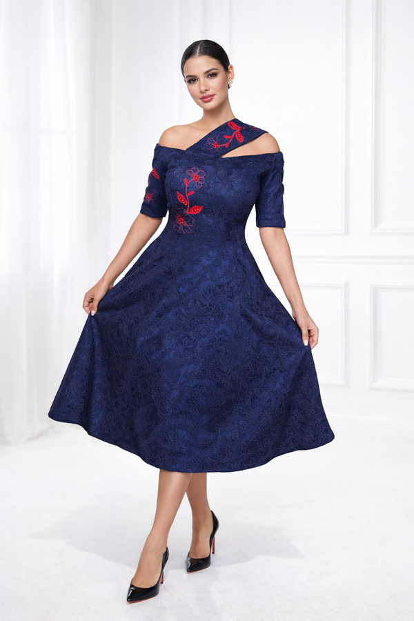 Navy lace. Red embroidery. Timeless elegance.
This is the kind of dress that turns heads quietly… and stays unforgettable. ✨
#ElizabethJulianah