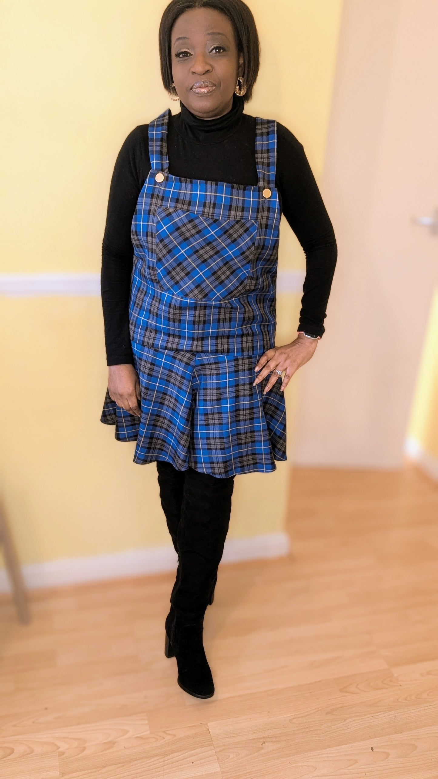 Blue Tartan Dress, Pinafore Dress