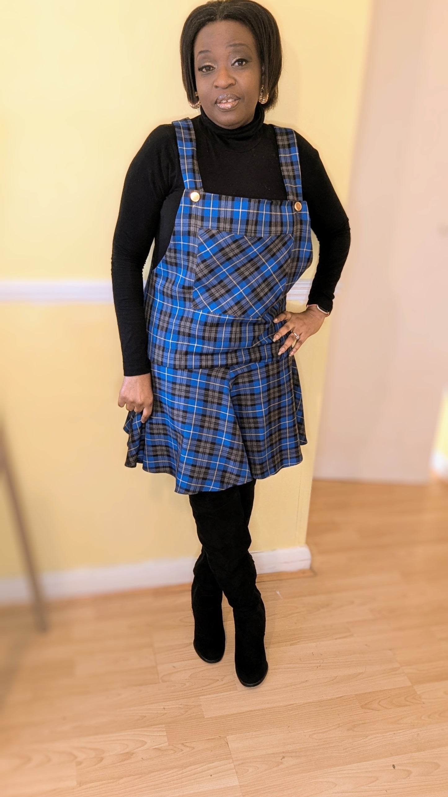 Blue Tartan Dress, Pinafore Dress