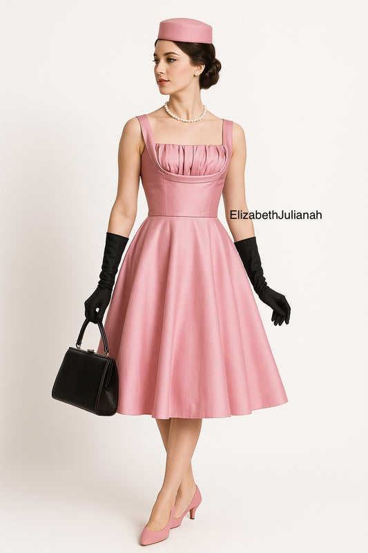 1950s Vintage Dress, Shelf Bust Dress