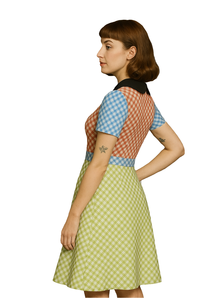 1111. Daisy, Multi coloured Gingham Dress, Summer Dress, Vintage Dress