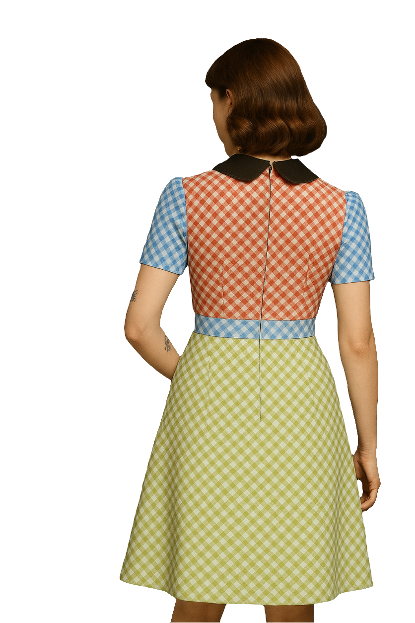 1111. Daisy, Multi coloured Gingham Dress, Summer Dress, Vintage Dress