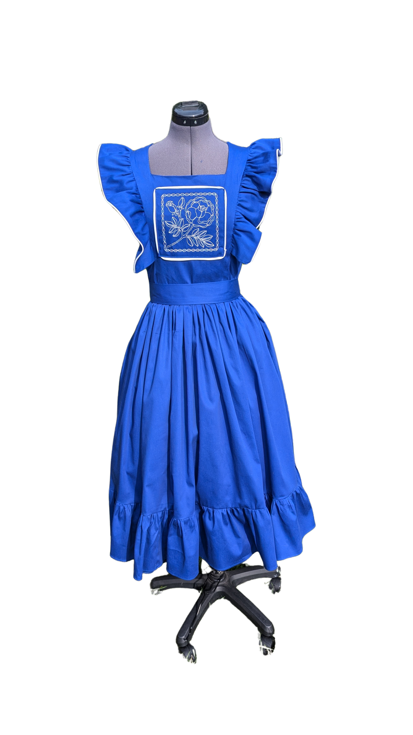 Wendy, pinafore dress, Royal Blue Dress, Pioneer Vintage dress