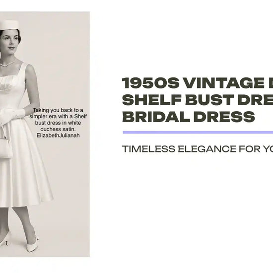 1950s Vintage Dress, Shelf Bust Dress, Bridal Dress by@Outfy