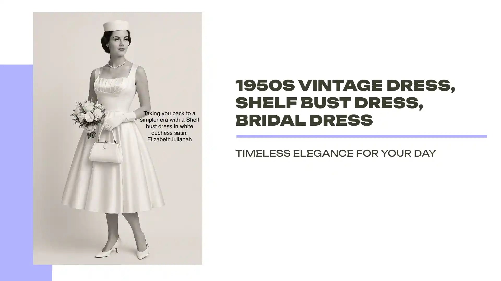 1950s Vintage Dress, Shelf Bust Dress, Bridal Dress by@Outfy