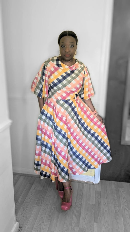 111. Daisy, Multi Coloured Gingham Dress, Summer Dress, Gingham Dress