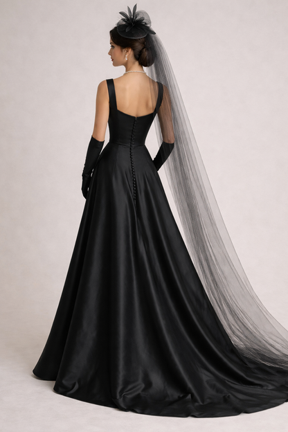 Grace, Black Duchess Satin Dress | Bridal Dress | Wedding  Dress |Handmade in uk