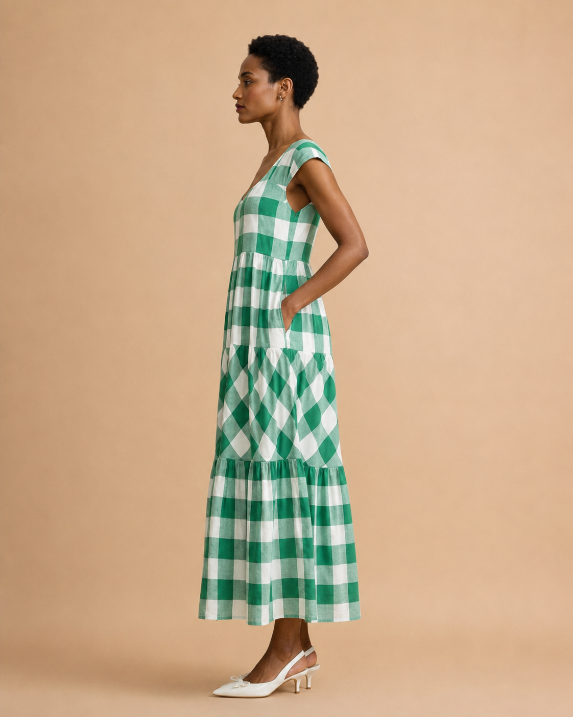 The Meadow Green Gingham Tiered Dress ElizabethJulianah – ElizabethJulianah