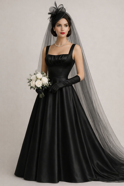 Grace, Black Duchess Satin Dress | Bridal Dress | Wedding  Dress |Handmade in uk