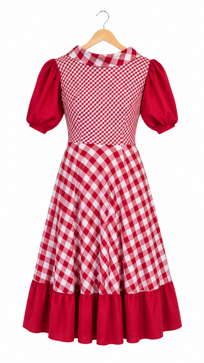 Red Gingham Maxi Dress