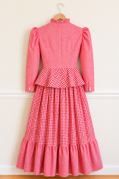 Charlotte | Red Cotton Dress | Gingham skirt and blouse |Retro Style Dress | Vintage Dress |ElizabethJulianah