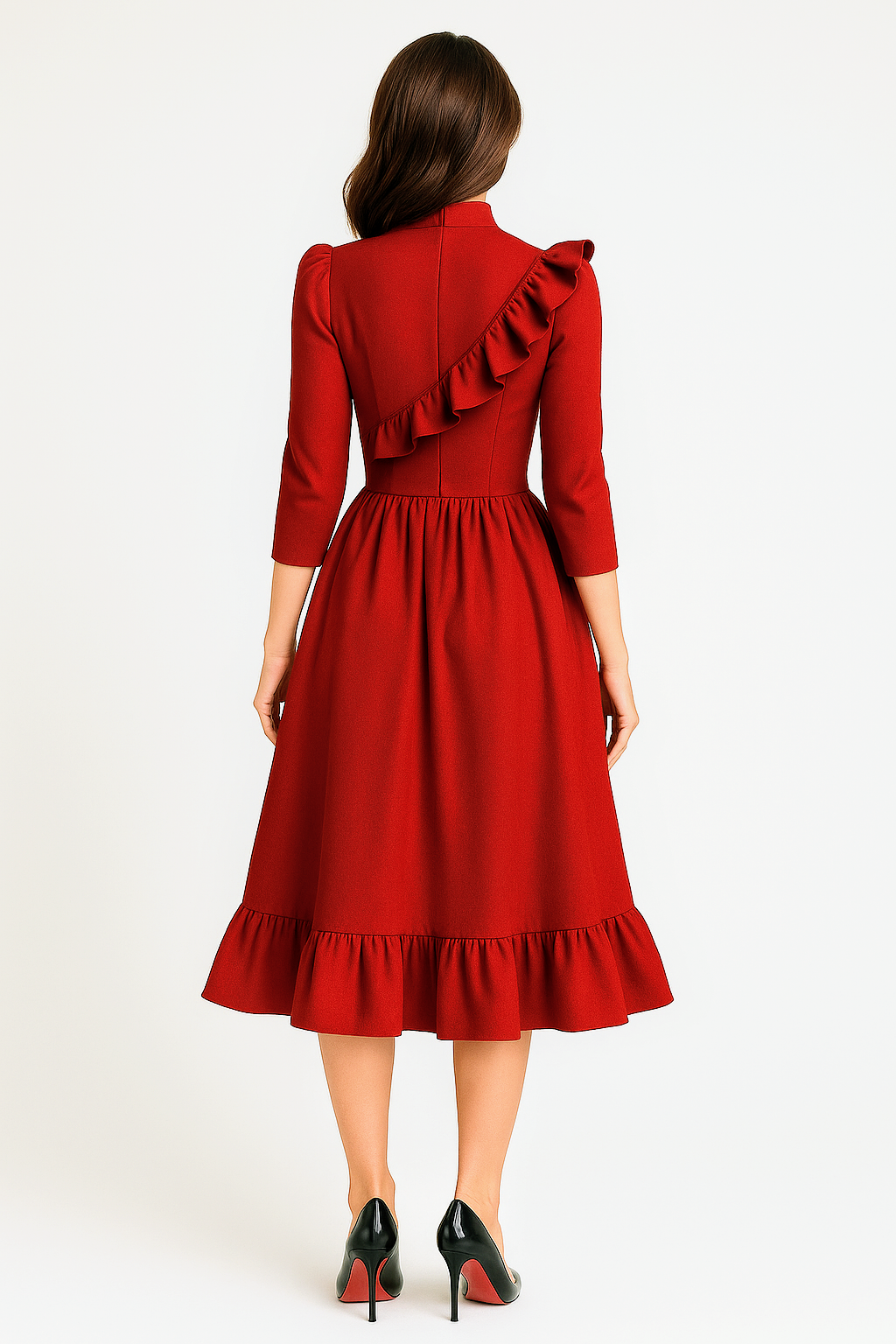 Roseline, Red Vintage Inspired Dress,1980s Dress