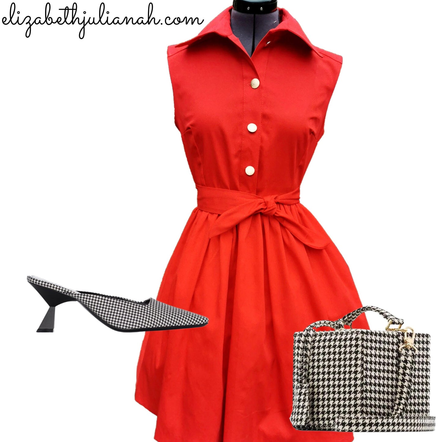 Classic Red Dress, Vintage Style summer dress