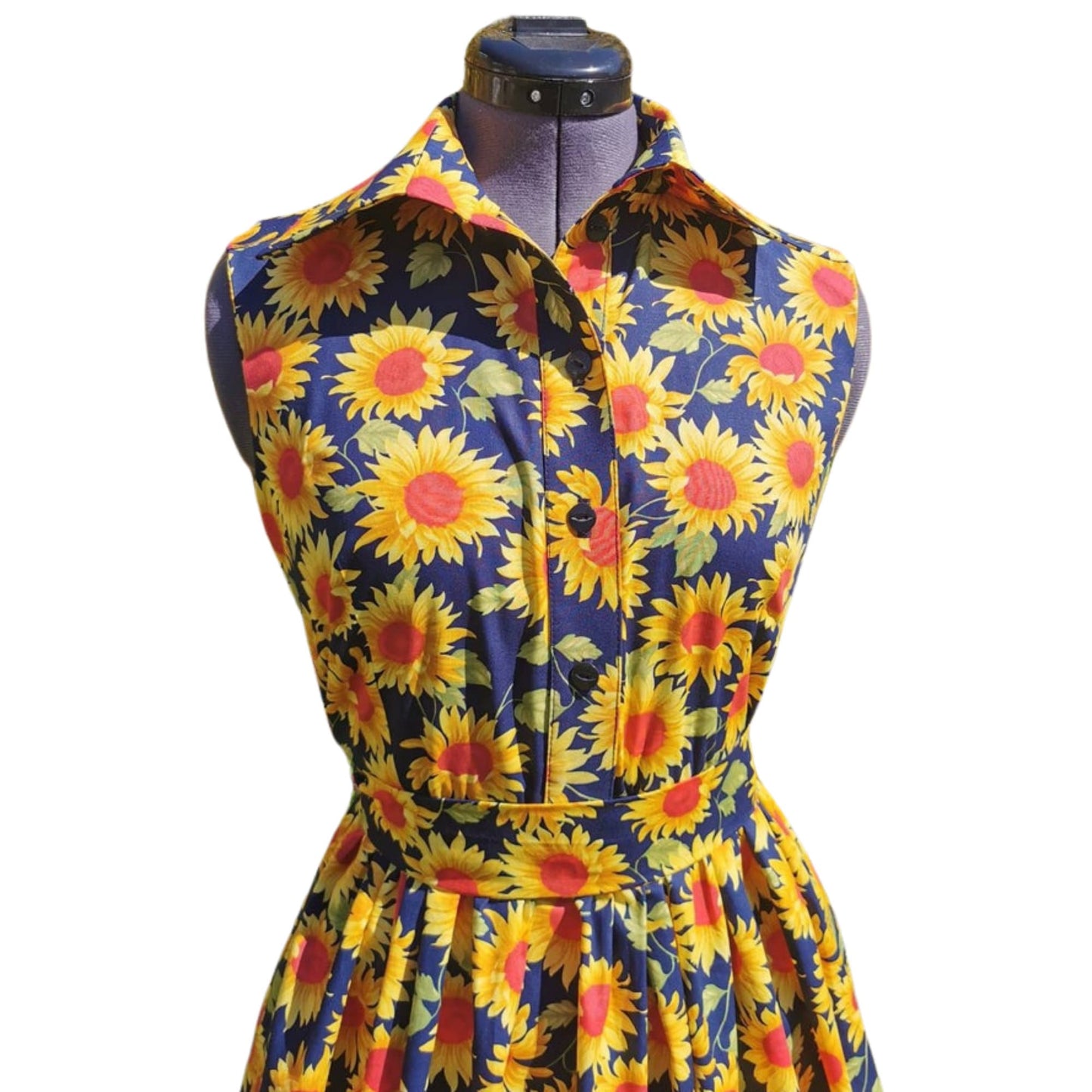 Carla,  Navy Sunflower Dress, classic Vintage, 1950s Housewives Dress